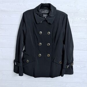 Braetan Women’s Black Double Breasted Trench Coat Jacket. Size L
